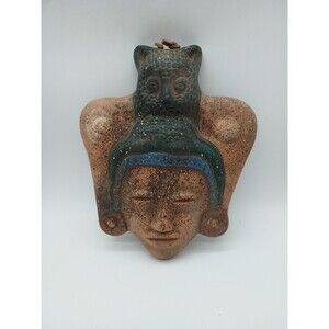 Mexican Owl Mask Mascara Buho Tarascan Terracotta Pottery Wall Hanging